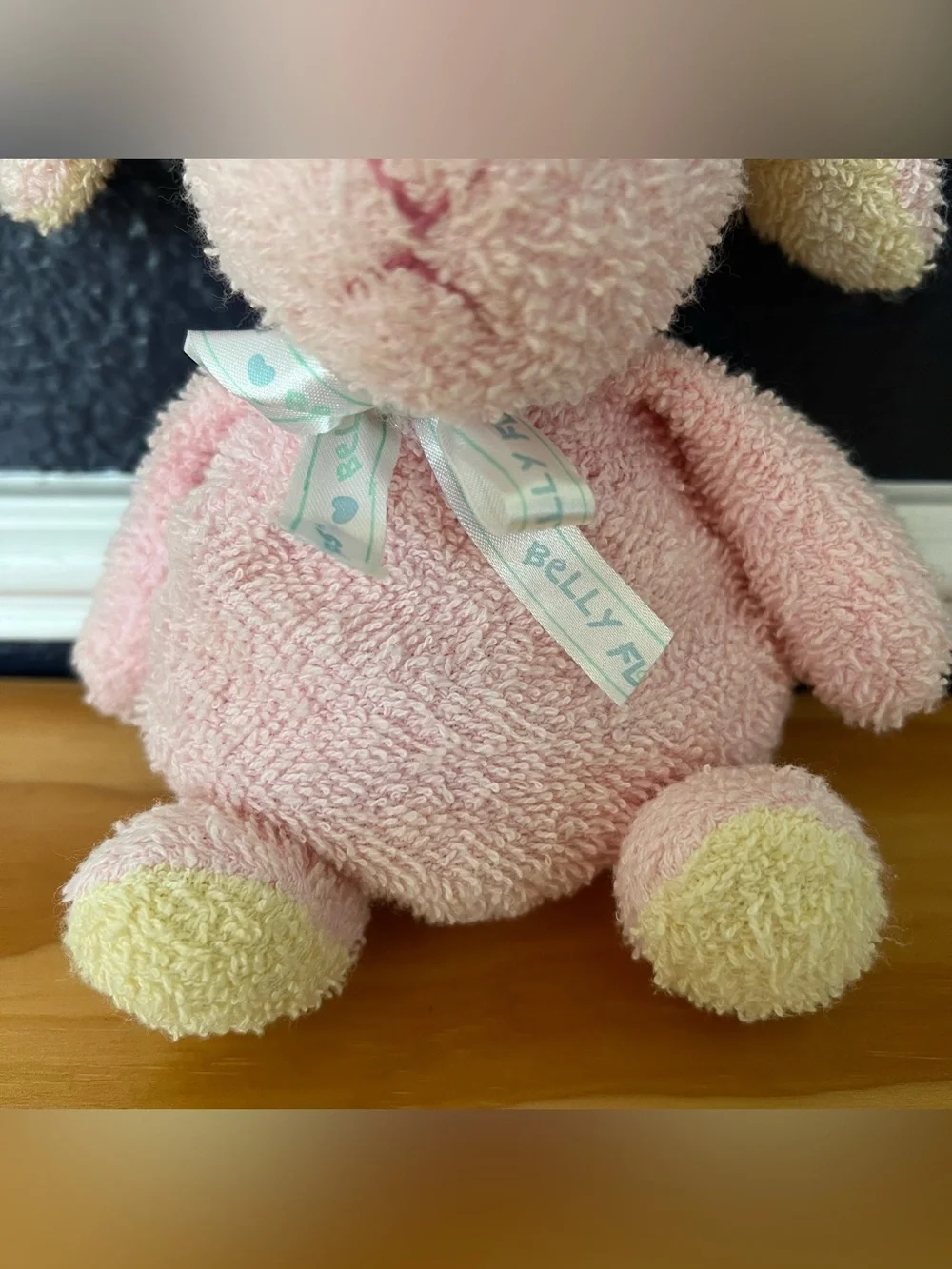 Prestige Belly Flops Buffy Pink Bunny Rabbit Terry Cloth Bean Bag Stuffed Toy